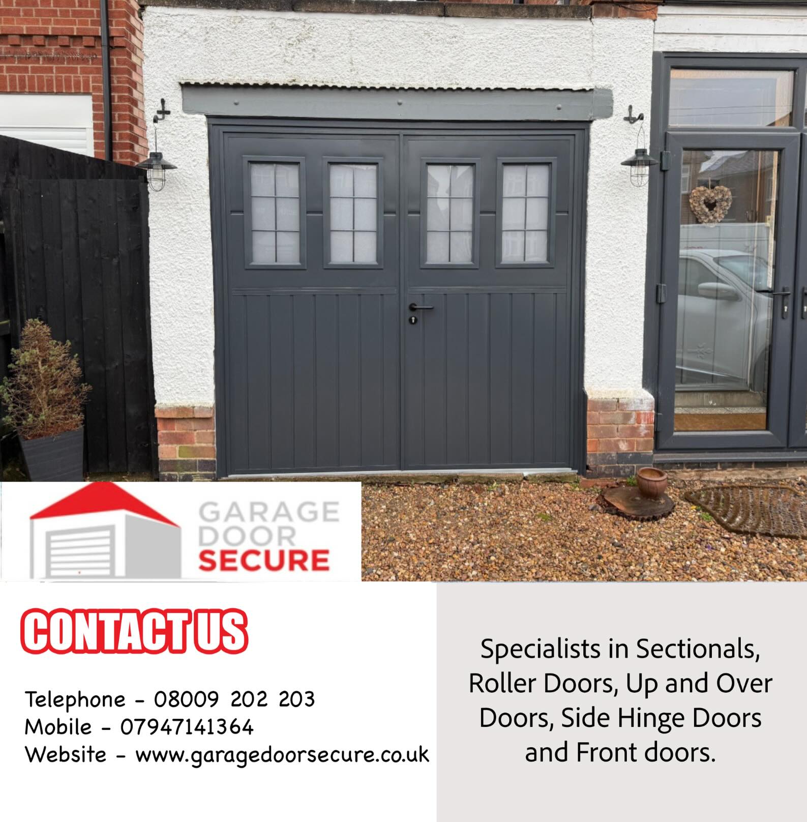 Case Study: Anthracite Grey Side Hinge Garage Door Replacement – Leicester Image